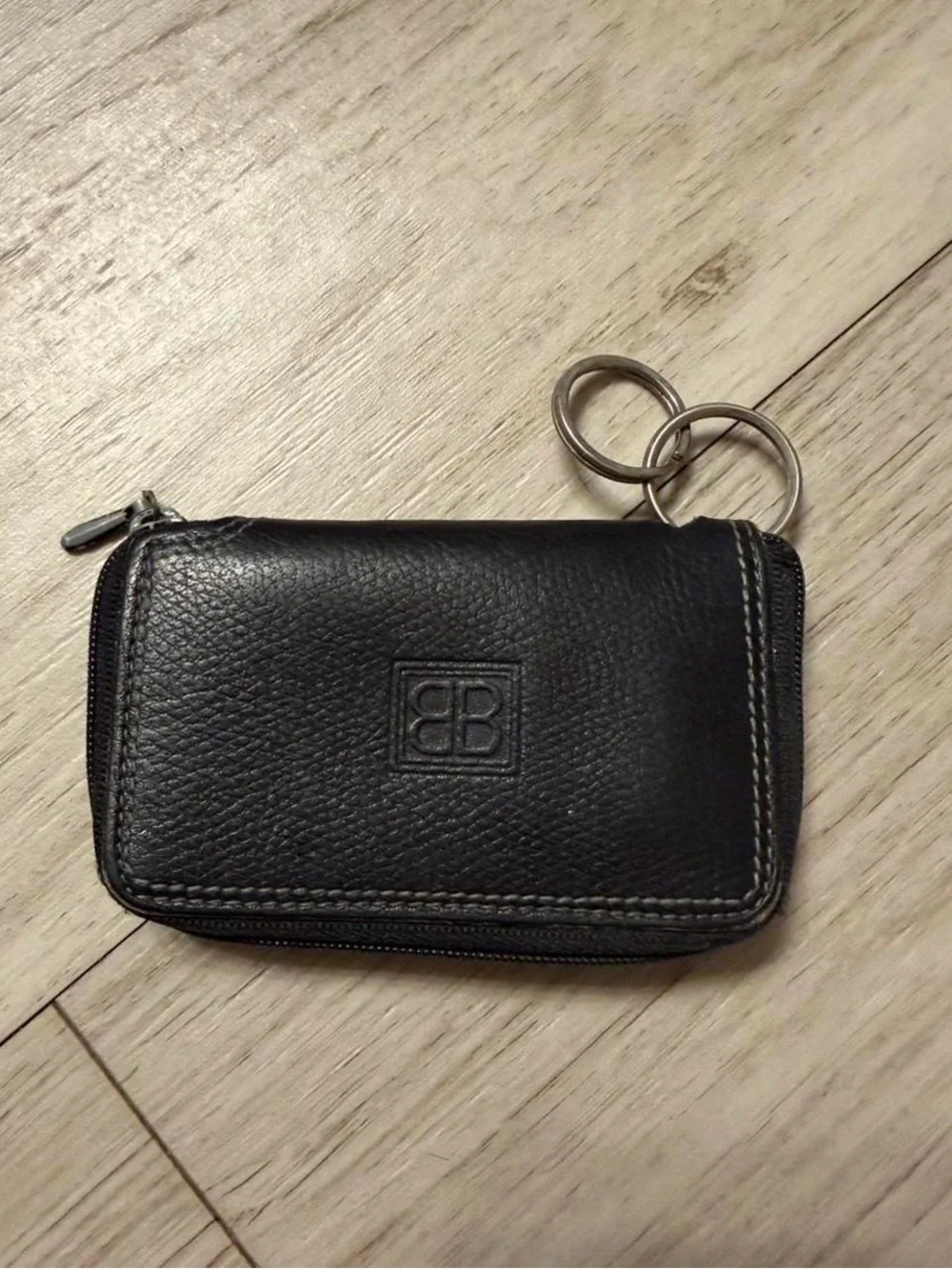 Balenciaga vintage Black Leather Zip Key & Card Pouch